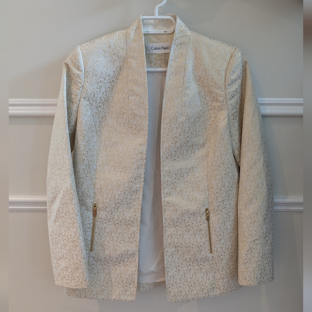 Calvin Klein Women's Gold and Cream Blazer